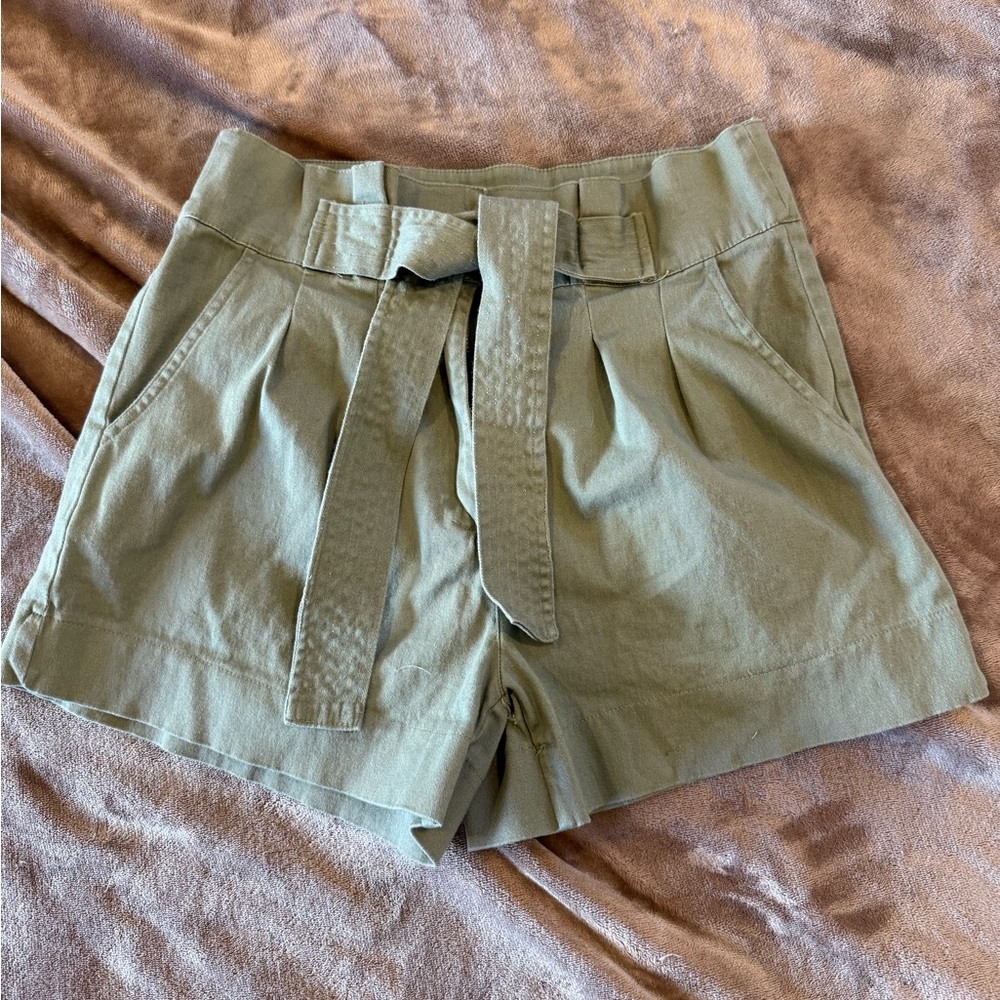 Blu Pepper High Waist Belted Khaki Shorts